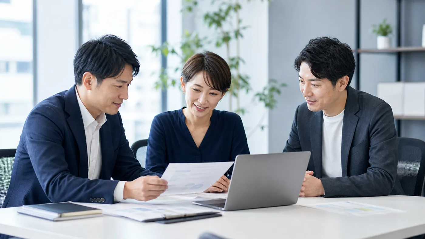 税理士法人GrowUpのスタッフが連携して経理の運用体制を整える様子