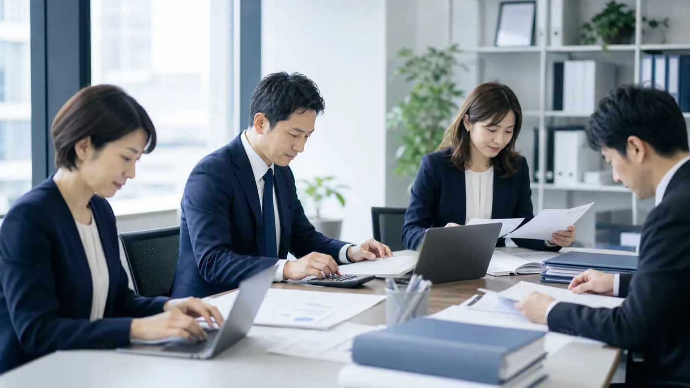 チームで分担して経理業務に取り組む、社外の経理部門のようなオフィス風景
